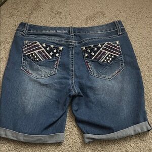 ND Weekend Denim Shorts with American Flag Rhinestone Pockets Size 8